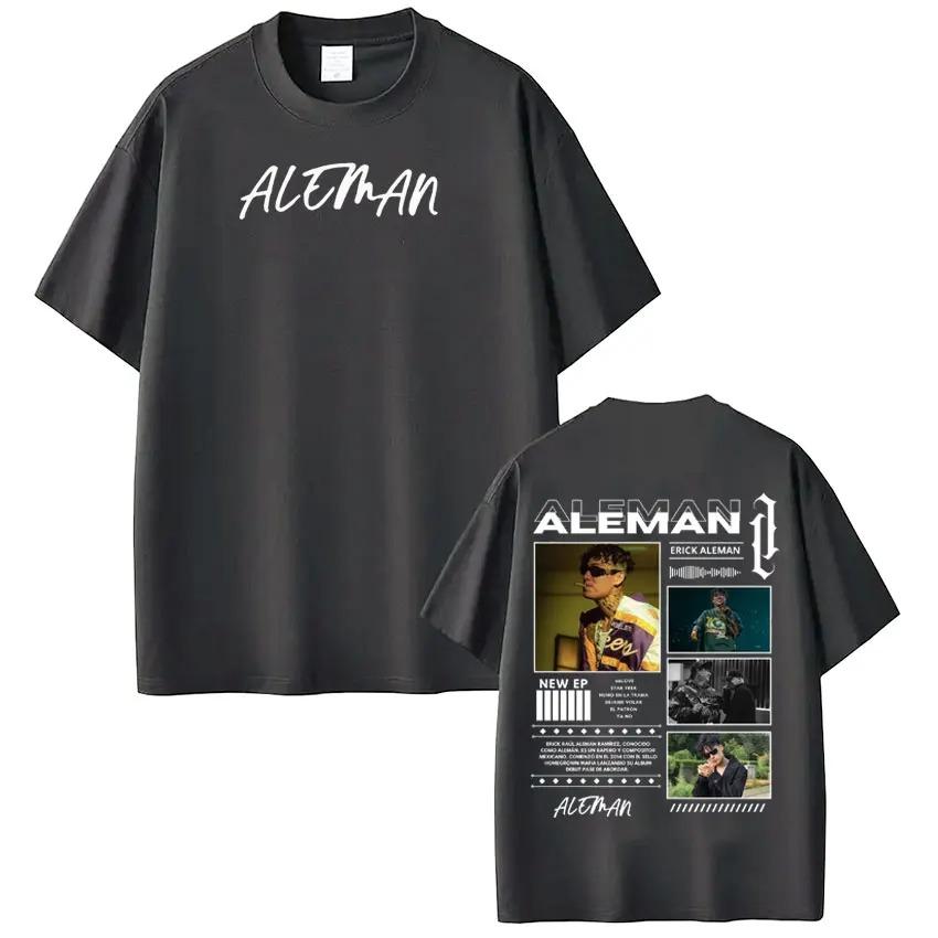 T-shirt Imprimé Tournée Nouvel Album du rappeur Aleman Unisexe Style HipHop Lâche Mode Manches Courtes T-shirts Décontractés