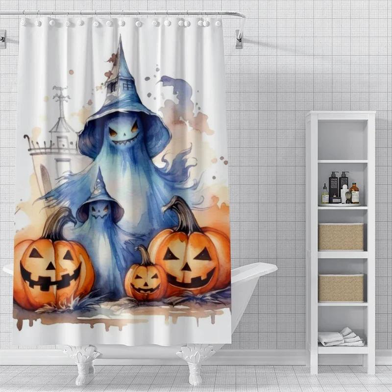 Home Shower Curtains For Bathroom Waterproof Fabric Modern Nordic Style Living Room Curtain Halloween Autumn Pumpkin Decoration