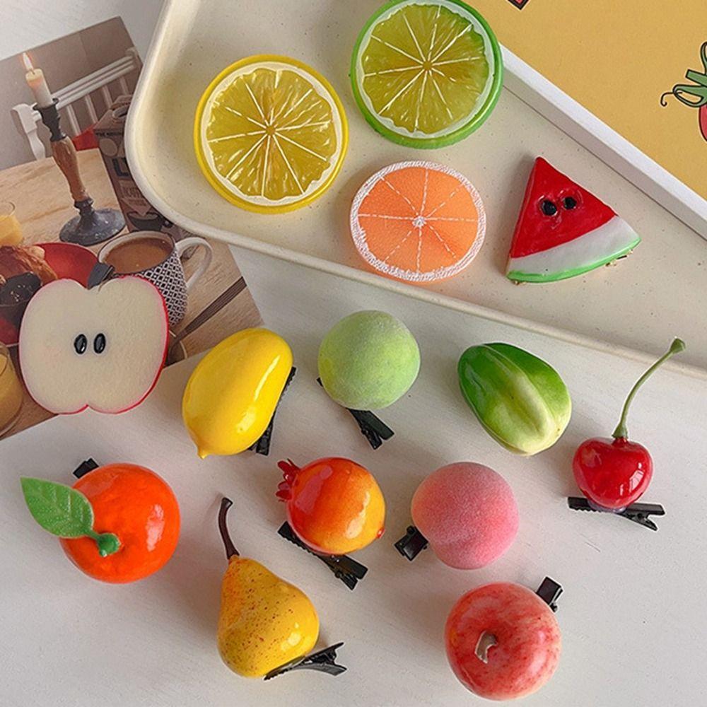 Peach Cute Hair Clip Cherry Simulation Fruit Hairpin Personality   Daily