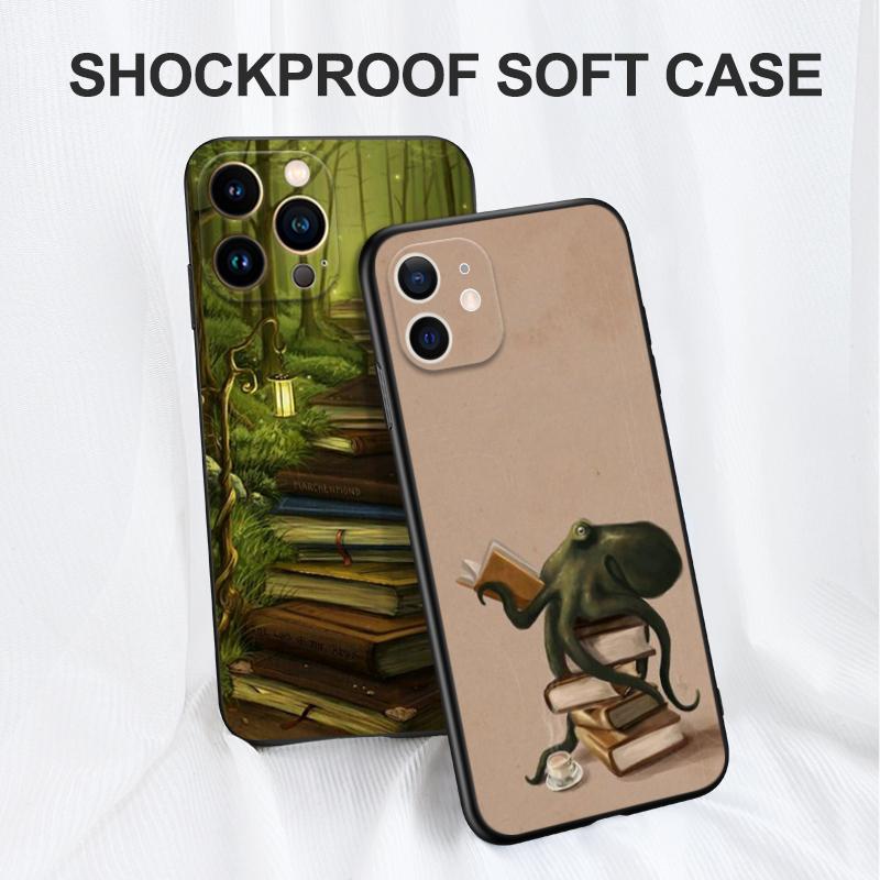 Black Tpu Case For Samsung Galaxy S6 S7 S8 S9 Plus Back Cover Books