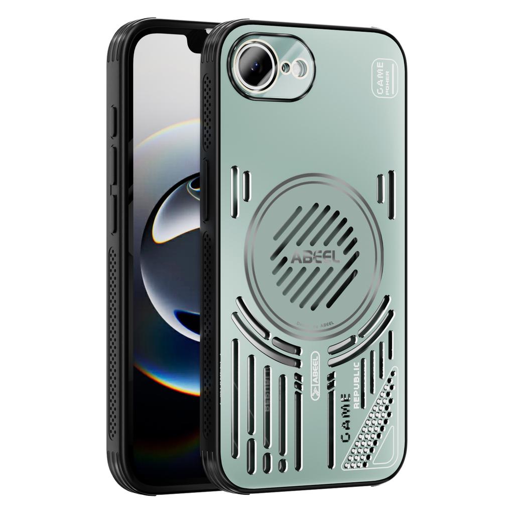 For iPhone 16e Magnetic Case Aluminium Alloy+PC+TPU Hollow Heat Dissipation Phone Cover