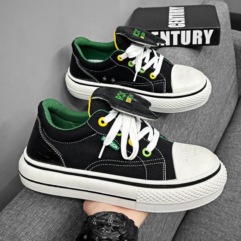 

Мужская обувь из парусины дышащая, лето 2024 года, новые модные универсальные повседневные уродливые милые туфли для доски с большой головкой на платформе, модная обувь 44