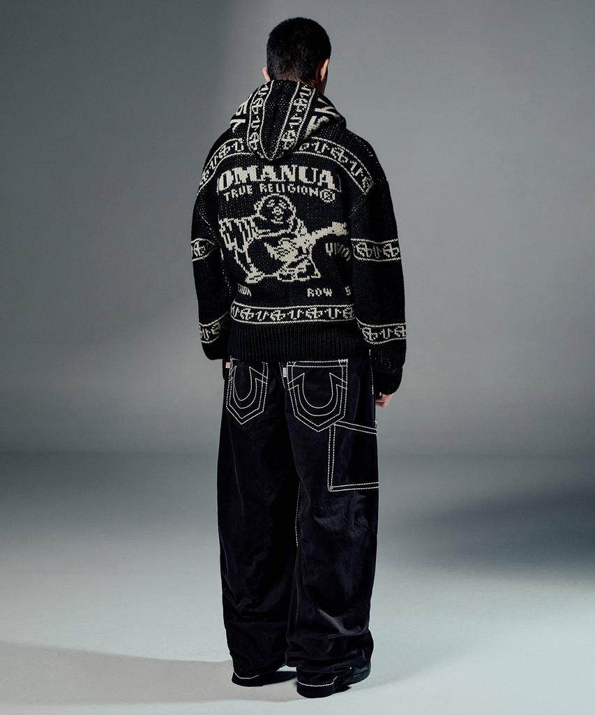 Nomaenyueol No Religion Double Knee Pants - Black