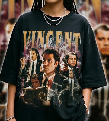 Vincent Vega Pulp Fiction Vintage Grafik T-Shirt Retro Rap Tee Film Streetwear John Travolta Grafik-T-Shirt