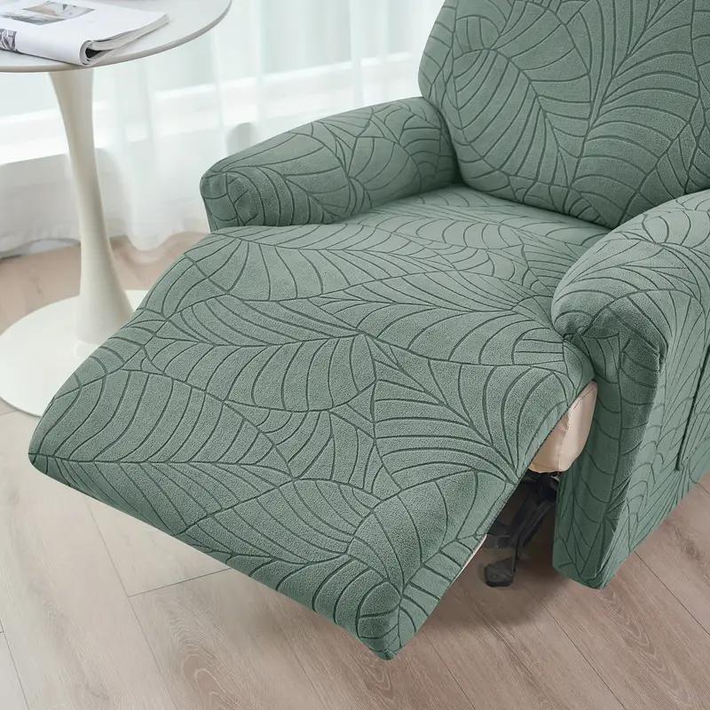 1 Seat Leaf Jacquard Recliner Sofa Cover Dust-Proof Removable Armchair Slipcover Single Armchair Slipcover Decor For Living Room
