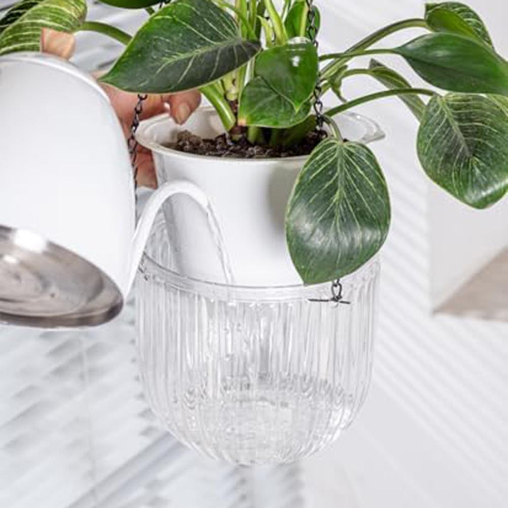 Self-Priming Flowerpot Plastic Hanging Plant Flower Pot Outdoor Garden Courtyard Hanger Basket Container Removable Hanging Chain