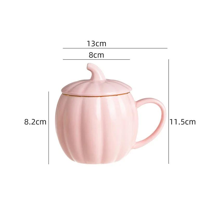 

Кофейная чашка в форме тыквы, керамическая чашка для воды с крышкой, кружки для завтрака, молока, сока, йогурта, послеобеденного чая 400ml