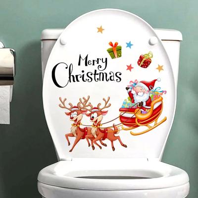 Vánoční samolepky na WC Vtipný Santa Claus Los Samolepky na zeď Dekorace WC Koupelna WC Samolepicí vánoční samolepky
