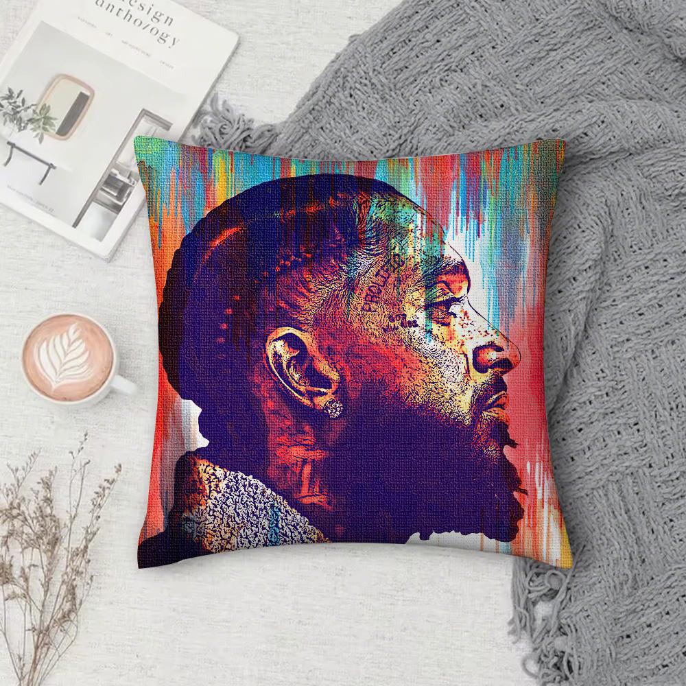 Rapper N-Nipsey H-Hussle Victory Lap Pillow Case Square Double-Sided Printing Short Plush Sofa Cushion Cover Bedside Pillow