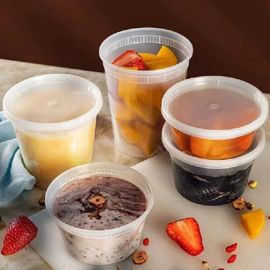50-Pack Plastic Deli Food Containers with Lids BPA-Free Airtight Storage Container Leak-Proof Soup Containers Microwave Freezer Dishwasher