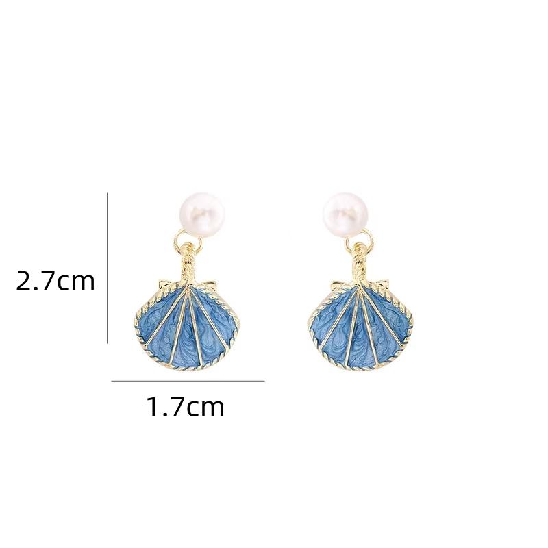 Enamel Shell Simulation Pearl Earrings Seashell Statement Eardrop Dangle Women Summer Earrings Jewelry Girls Gifts