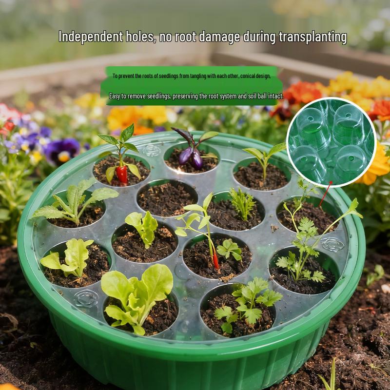 Round 13-Hole Seedling Tray Set: Includes Three Gardening Pots for Succulent Sowing, Leaf Cutting, Moisture Retention, and Heat Preservation.