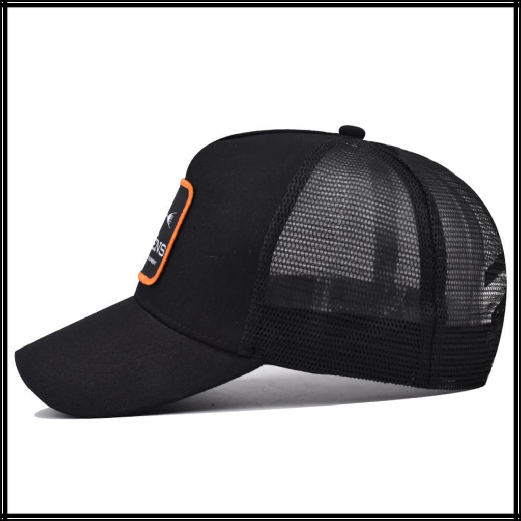 Baseball CZA436 [White Fang] Hat, Cap, Cap, Embroidered, Mesh, Fish, Outdoor, Stylish, Men's, Women's, (Black)