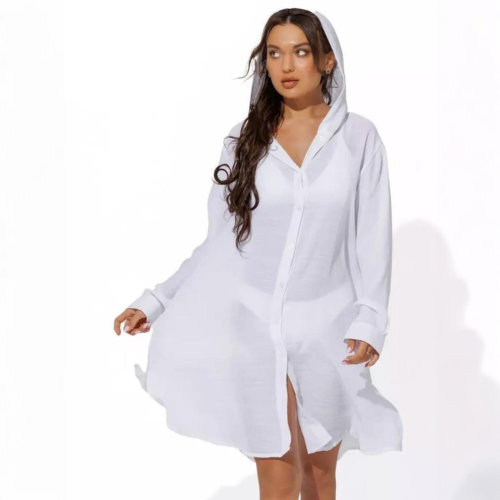 

Women s Beach Cover Up Shirt Dress Lightweight Button Down Long Sleeve Casual Vacation Swimwear Cover Up for Bikini Swimwear