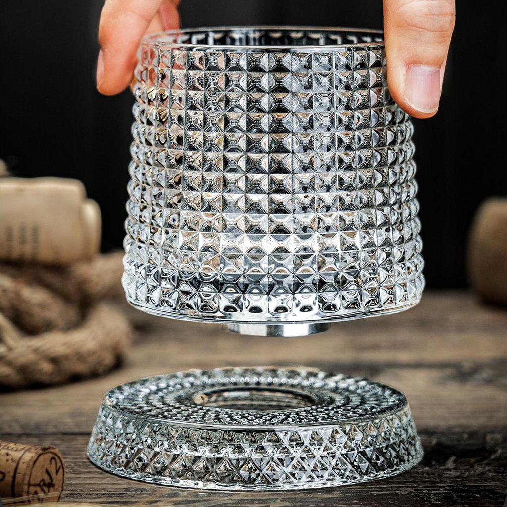 Creative Whiskey Glasses Durable Spinnings Glassware Cocktails Wine Brandy Cup Water Juice Tea Mug Party Drinking Glass Tumbler