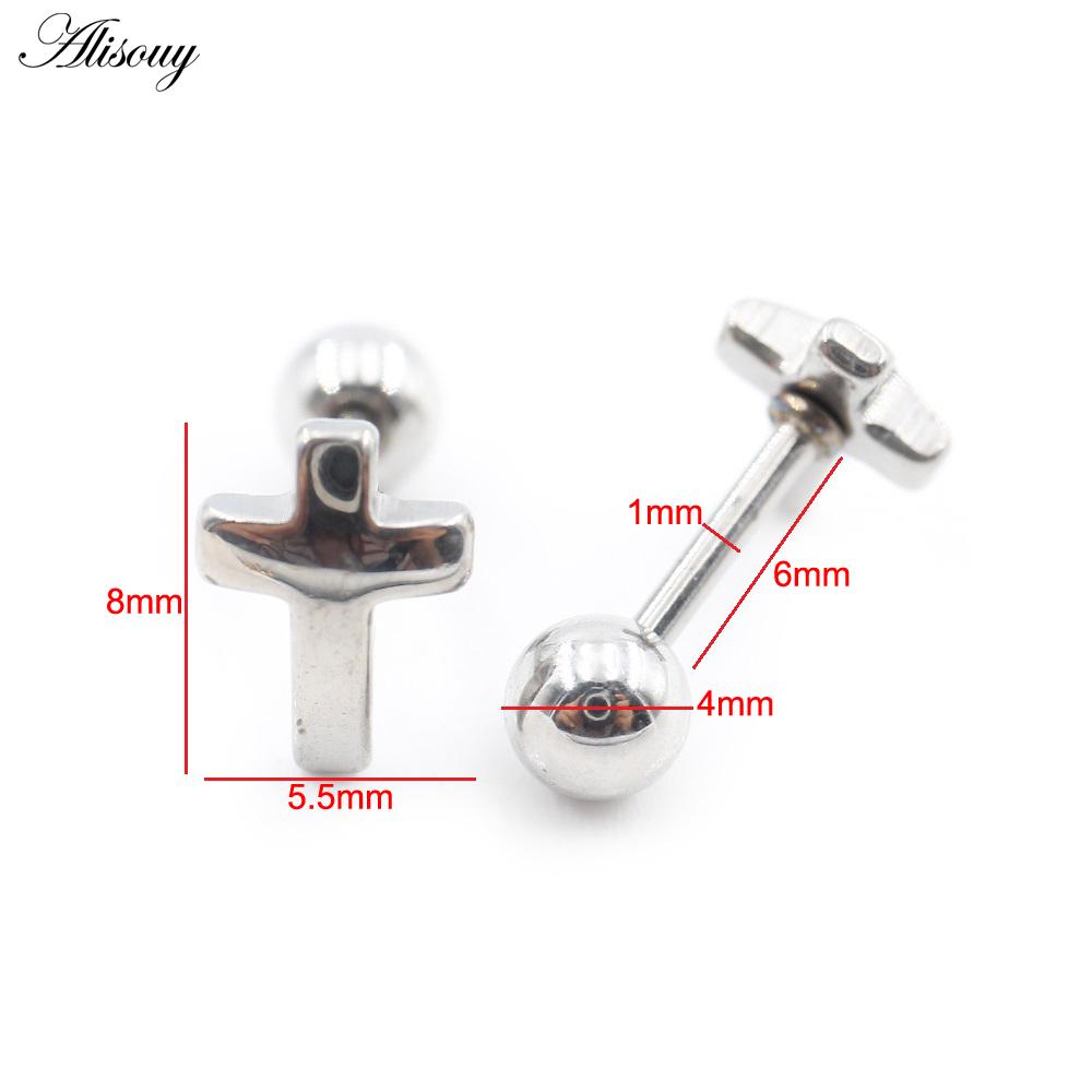 2PC Edelstahl Shell Kreuz Herz Stern Spinne Mond Schlange Biene Dreieck Frauen Männer Ohrstecker Knorpel Ohrringe Piercing Schmuck