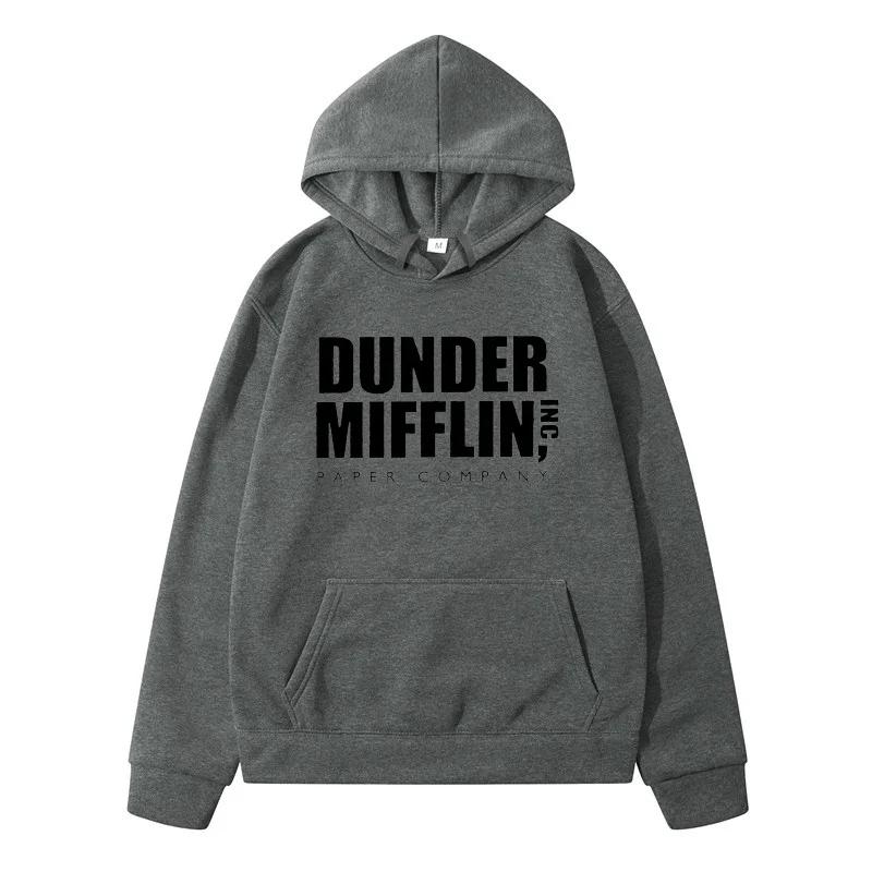 DUNDER MIFFLIN Letter Printed Men Women's Hoodie Autumn Winter Pure Cotton Fashion Casual Long Sleeve Oversized Harajuku Tops