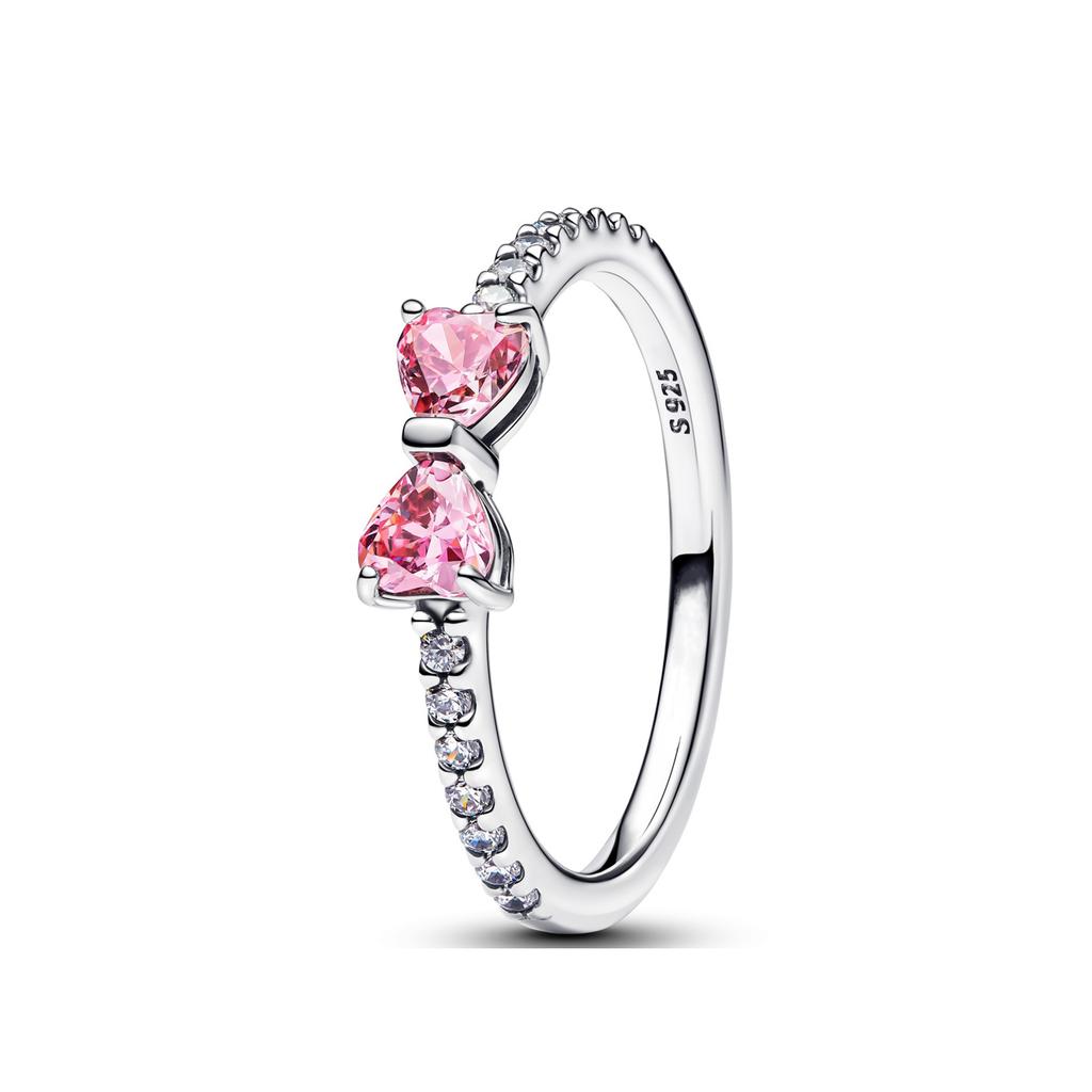 Hot Sale 925 Silver Rings Pink Blue Red Zircon Bow Geometry Square Ring for Original Silver 925 Wedding Ring Jewelry Trinkets