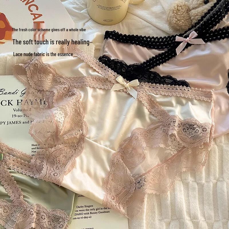 LANGSHA Atmungsaktive Spitze & Satin Slips 4er-Pack