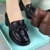 Woodpecker Women's Chunky Heel Bow Loafers - Autumn 2025 Round Toe Mid Heel Shoes