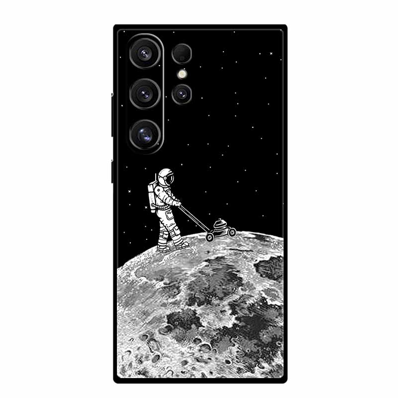 For Samsung Galaxy S25 Ultra Cover Lion Tiger Black Silicone Painted Starry Cat Case For Galaxy S24 S23 S22 S21 Ultra TPU Shell