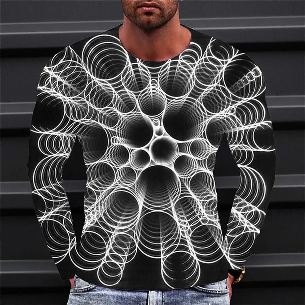 2024 Men'S Long Sleeve T-Shirts Harajuku 3d Print Graphic Men Oversized Clothing Fashion Street Tees Shirt Casual O Collar Tops