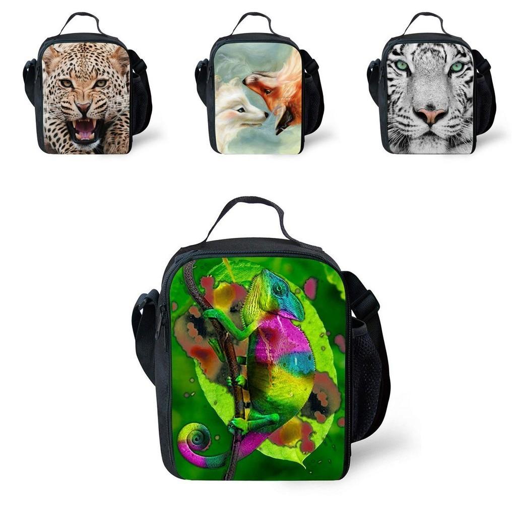 Animal School Lunch Bags Kids Boy's Food Carriers With Soft Handle For Travel