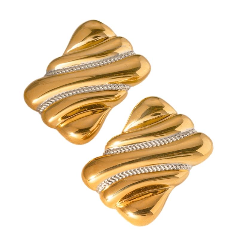 Handmade Gold Silver Geometric Studs Earrings Comfortable Ear Accessories Alloy Jewelry for Women Daily Or Party Wear