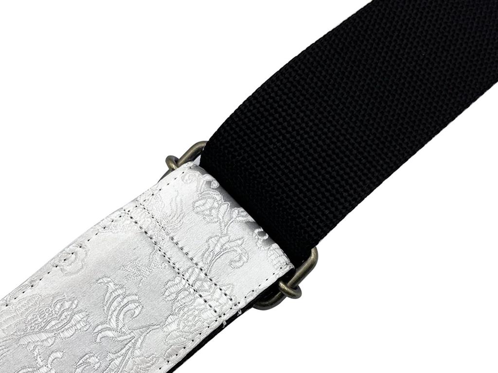 Spice Note Dragons Flowers Guitar Jacquard Made in Total Length & Strap, Fabric, Japan, 820mm-1450mm, Platinum, ES-PJ50DF/PLT