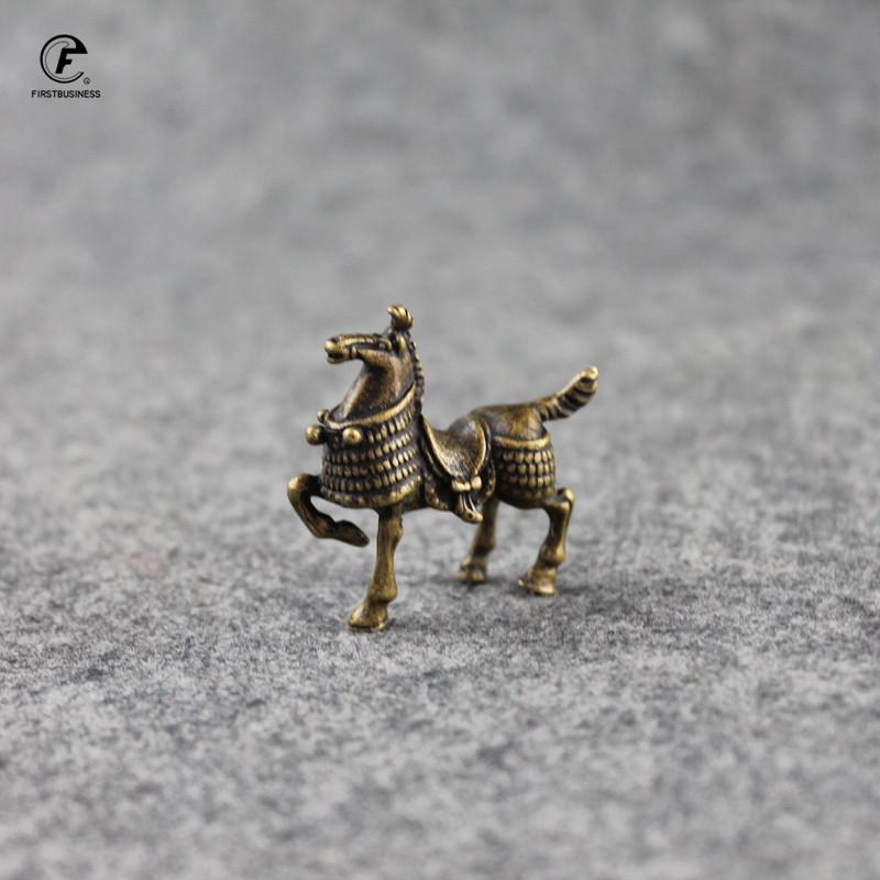 Vintage Copper War Horse Figurines Small Ornaments Pure Brass General Mount Statue Desk Decoration Animal Home Decor Accessories