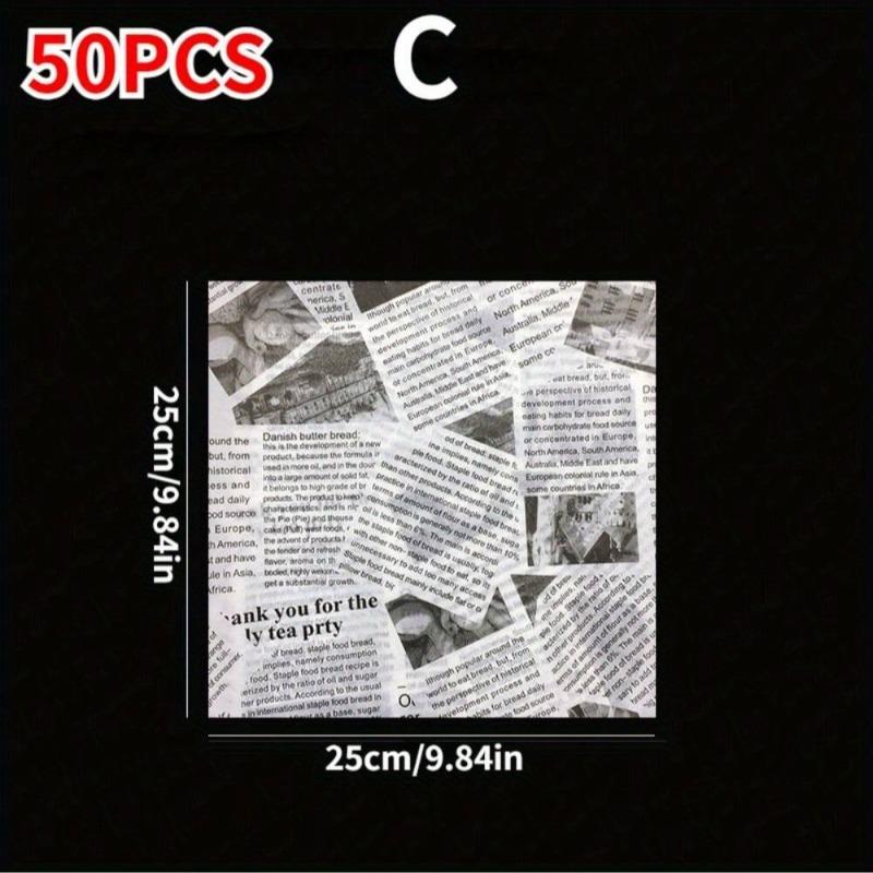 50Pcs Oil-Proof Food Wrapping Paper Sheets for Sandwiches Burgers Fries Baking Cooking Picnics Family Events and Kitchen Use