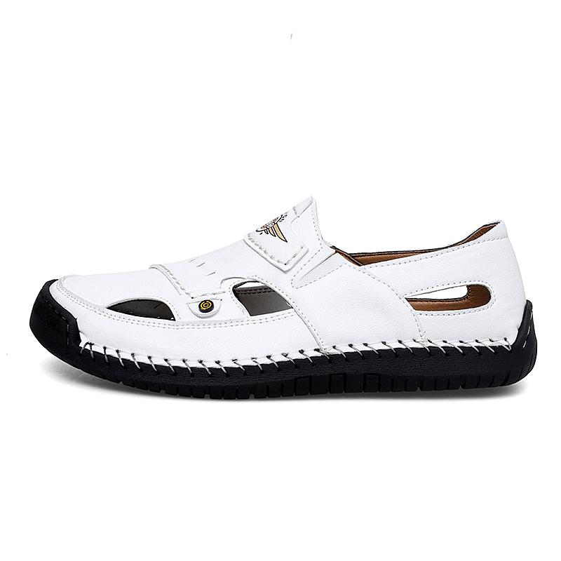 

Летние мужские сандалии Мужские кожаные пляжные сандалии Мужские сандалии с закрытым носком ручной работы Сандалии больших размеров 48 белый