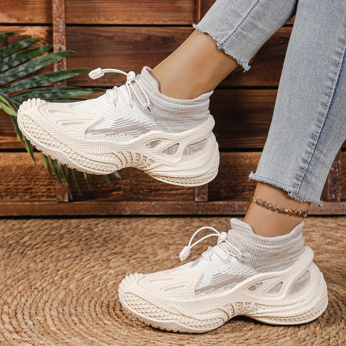 

Fashion 2025 New Women s Casual Shoes Platform Sole Button Mesh Round Toe Shoes Women Leisure Fashion All-match Zapatillas De Mujer 36 белый