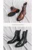 Herbst/Winter Übergröße Schnür-Stiefeletten - Europäische & Amerikanische Schwarze Motorrad-Denim & Business-Lederstiefel