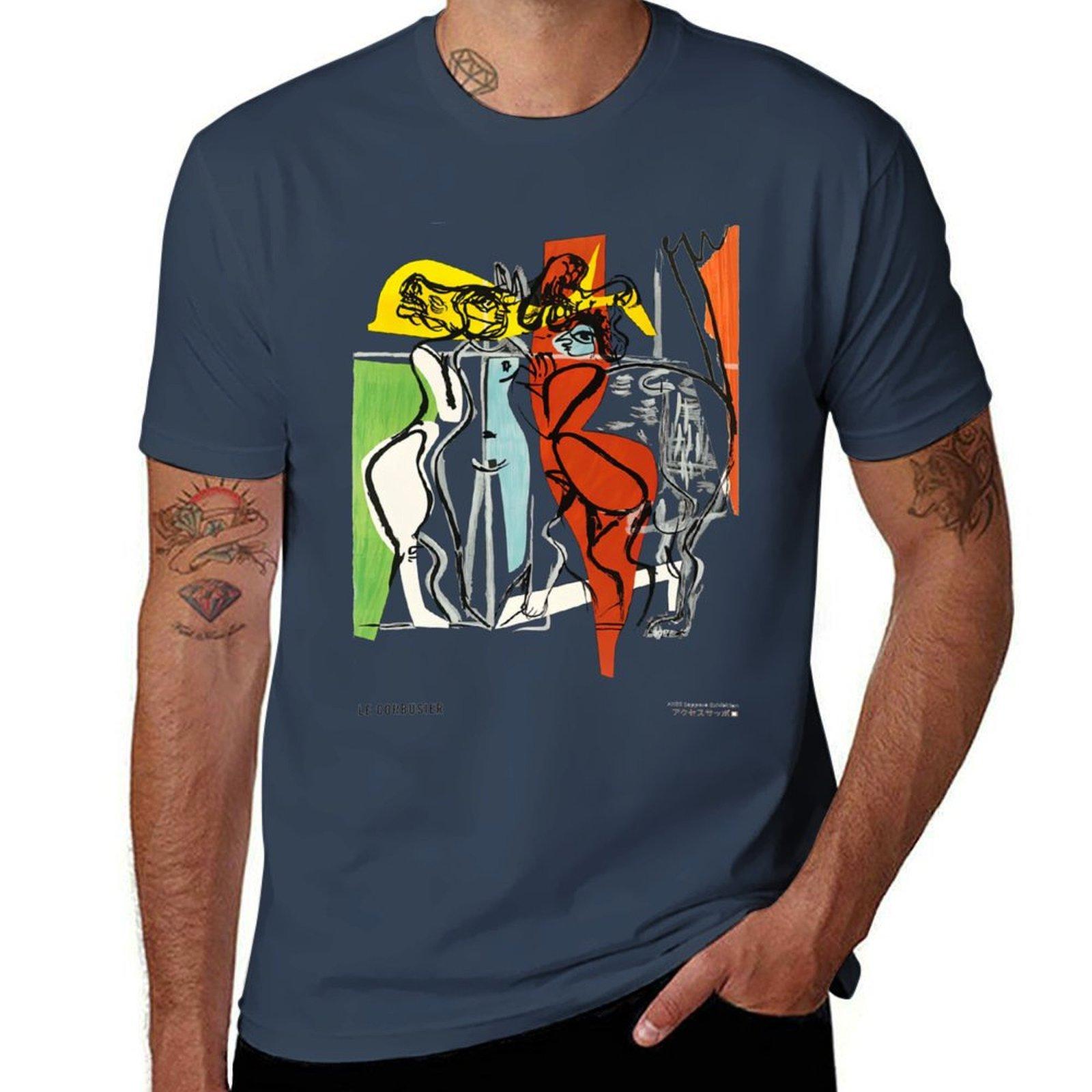 Le Corbusier Exhibition 1955 Tshirt Active Sports Short Sleeve Cotton Shirt S