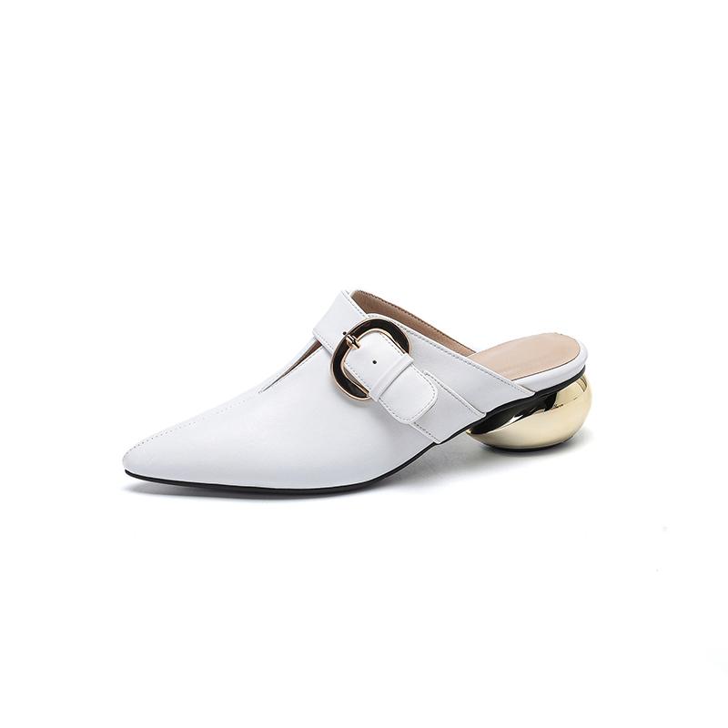 2024 Summer Fashion New Muller Shoes Women Buckle Fashion Station Baotou Slippers Half-supported Outdoor Sandals Fashion Shoes