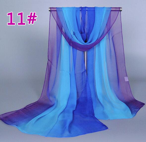 Lady Fashion Voile Girls Scarves Chiffon Scarf Women High Quality Gradual Color Women Silk Scarf  Popular Scarves Wrap shawl