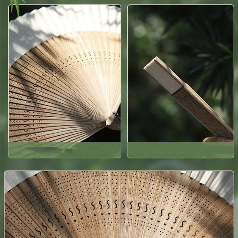Retro Bamboo Folding Hand Fan Sturdy Smooth Opening Fan with Free Pendant Portable Retro Fan Elegent Female Woman Fan Home Decor