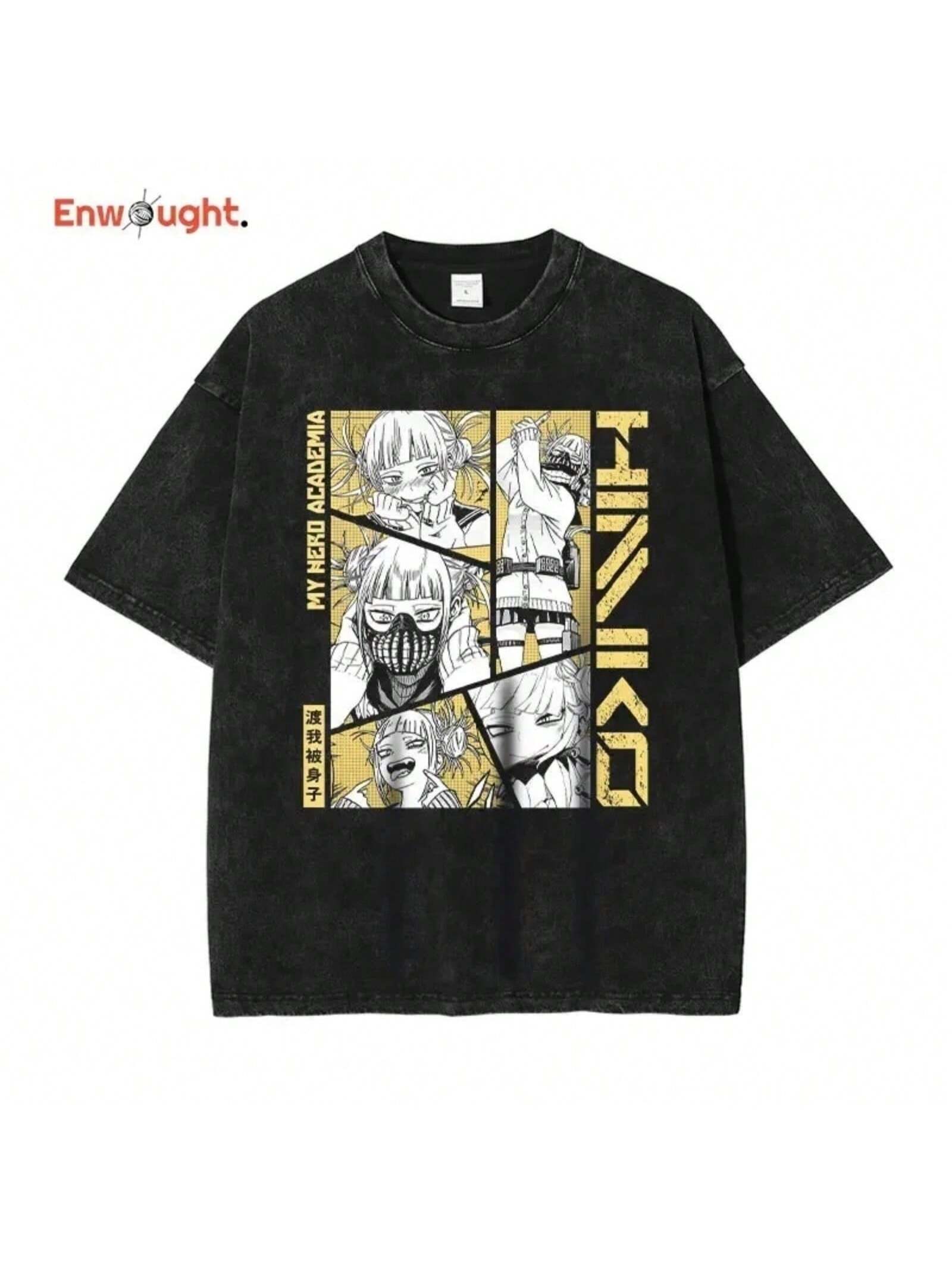 

Anime My Hero T-Shirt Himiko Toga Vintage Washed T Shirts Oversized Harajuku Manga Boku No Hero Academia Izuku Top Tees Cotton XXXXXL