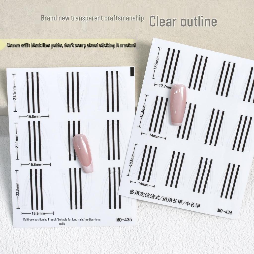 Versatile French Nail Stickers - Multi-Curvature, Transparent Craft with Positioning Lines