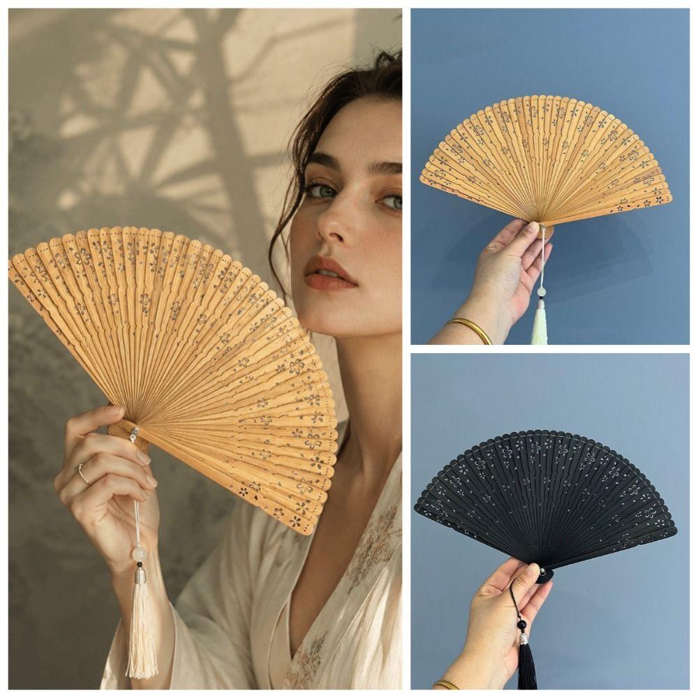 Sakura Folding Bamboo Fan Portable Elegant Handheld Fans Photography Props Kimono Fan  Party Gift