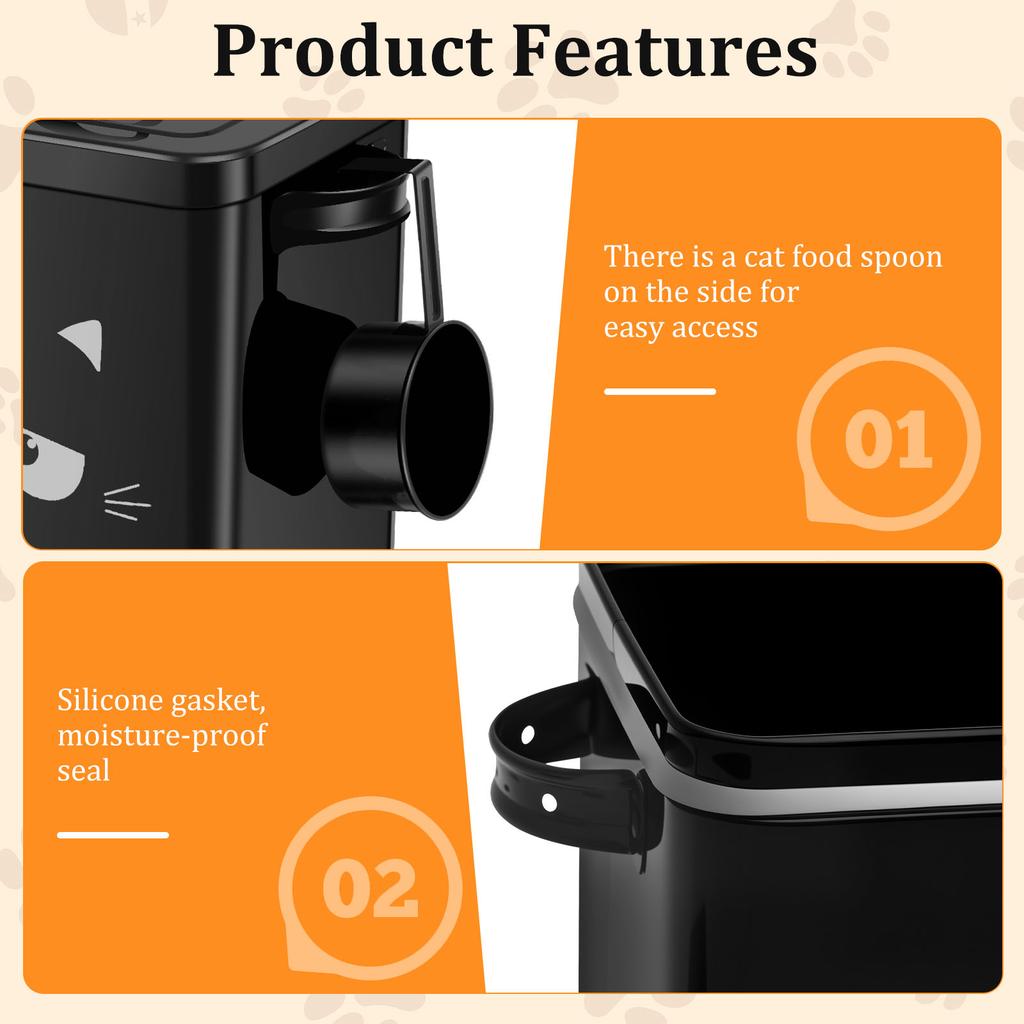 Cat Dog Food Storage Container Airtight Metal 6L Large Capacity with Lid and Spoon Pet Treats Storage Bucket Pet feed container