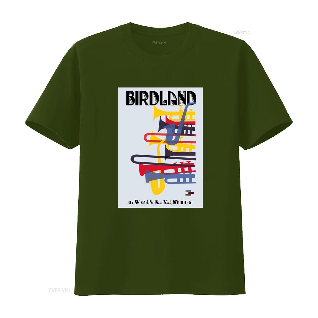 Birdland 1949 Poster Theater Vogel Baumwoll T-Shirt Jazz Musik Live Coltrane Design New York Inspiriert Retro Stil Vintage Gewaschen
