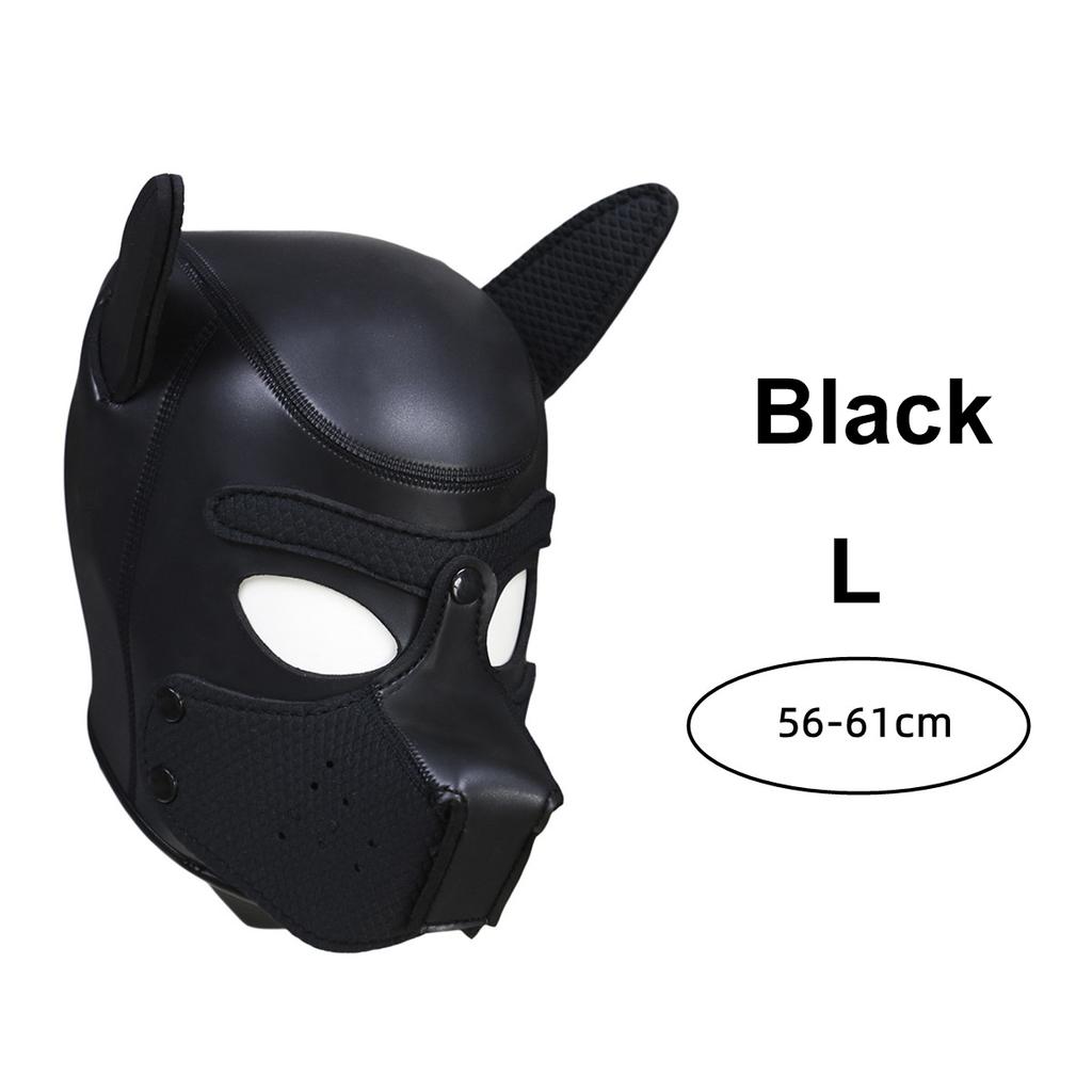 XL-Größe, brandneue, modische, gepolsterte Latex-Gummi-Rollenspiel-Hundemaske, Welpe, Cosplay, voller Kopf mit Ohren, 10 Farben, Leistung
