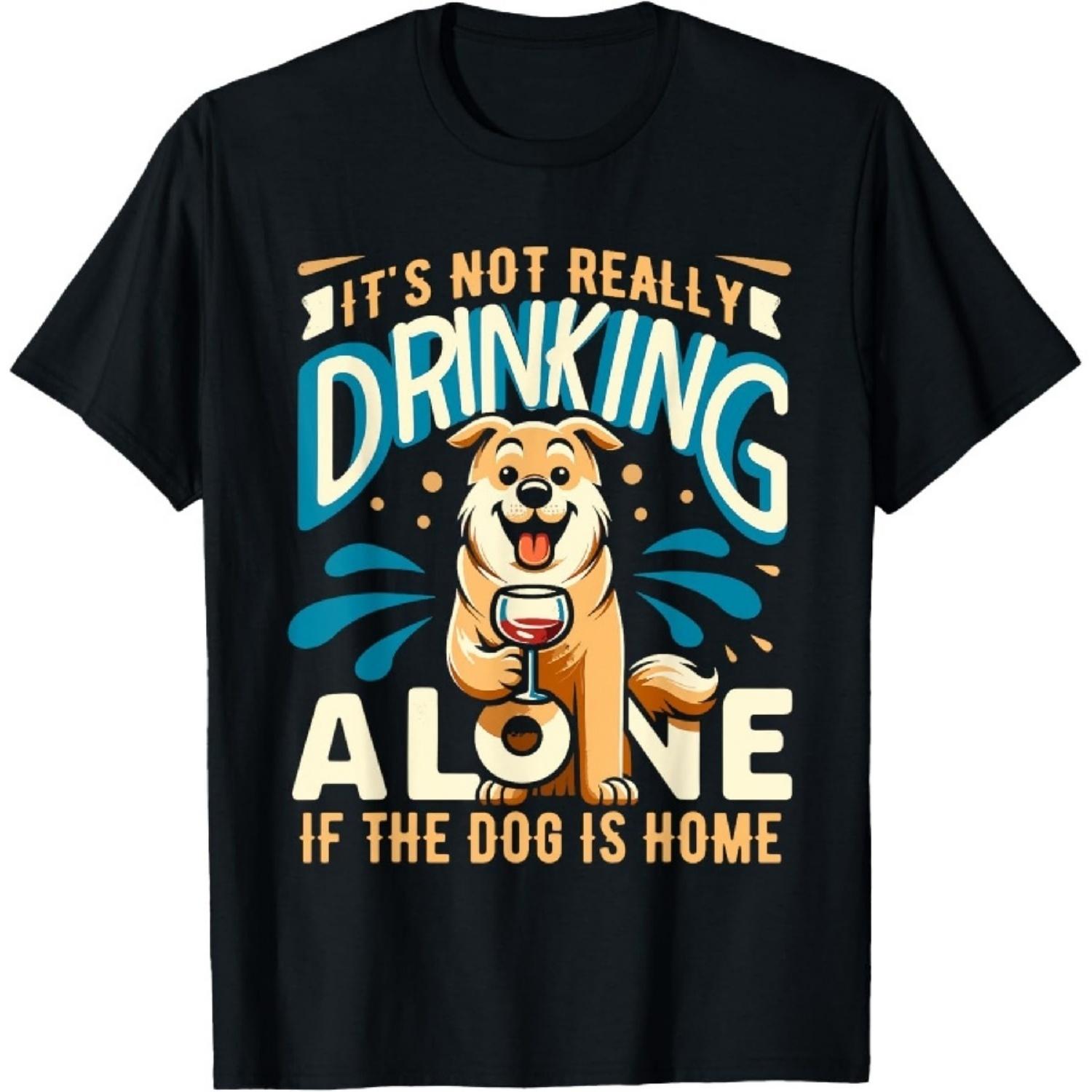 

It s Not Really Drinking Alone If The Dog Is Home Shirt Dog T-Shirt XXXXXL різнокольоровий