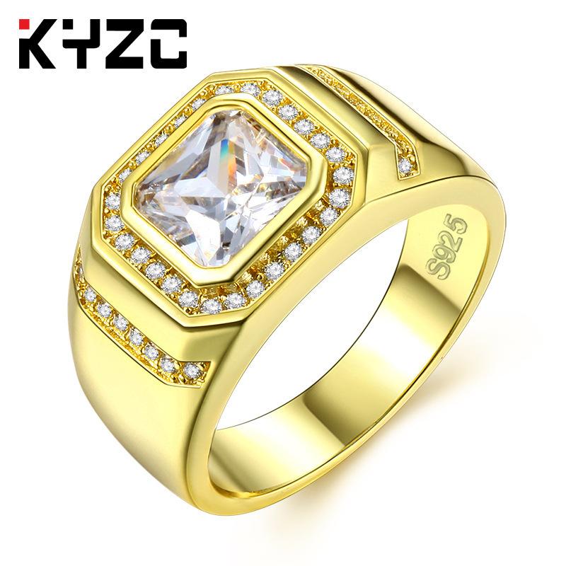 Men'S Wide Version Simulation Diamond Ring Men'S Ring Artificial Hand Inlaid Zircon Domineering Business Men'S Ring