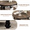 2-Tier Round Coffee Table Rustic Center Table with Storage Shelf for Living Room with Sturdy Metal Legs Wood Circle Coffee Table