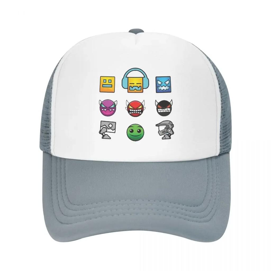 Geometry Dash Cap Fashion Casual Mesh Baseball Caps Adjustable Hat Hip Hop Summer Unisex Baseball Hats Polychromatic
