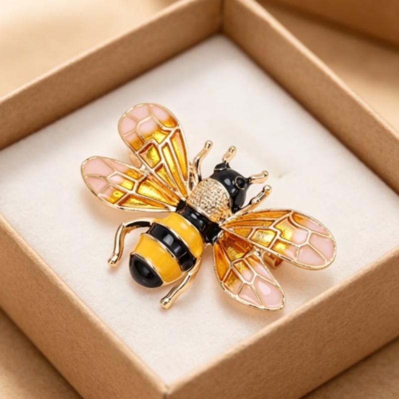 Multi Color Enamel Bee Brooch Glitter Delicate Decor Pin for Christmas Party Outfit Decoration Holiday Exchange Gifts