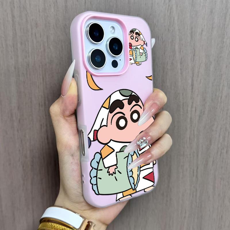 Jelly Zwei-in-Eins Handyhülle Hohl für Apple Handyhülle Silikon Ultradünn für Apple 13pro Kreativ Crayon Shin-chan